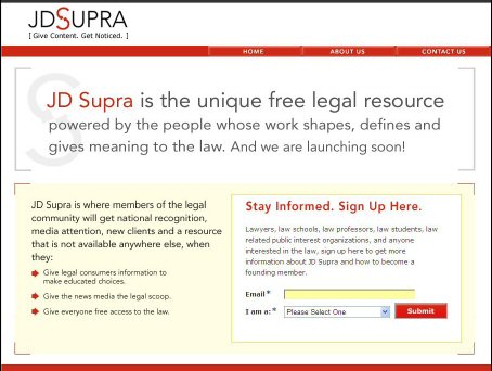 JD Supra User Generated Website for Lawyers