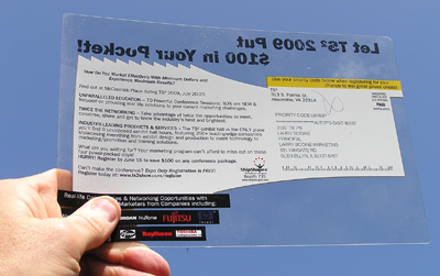 plastic see through direct mail postcard