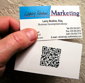 qr code, business card, larry bodine, lawmarketing blog